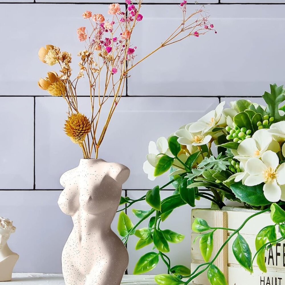 Modern Chic Female Body Vase – White Resin Boho Feminist Decor for Home or Offic